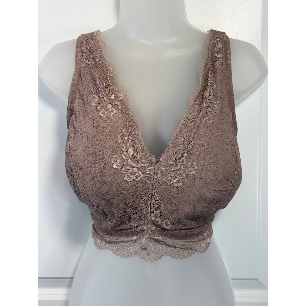 NWT Dreamfit Pebble Gray Unlined Lace Bra Bralette 3X‎ Croquette Romantic XXXL